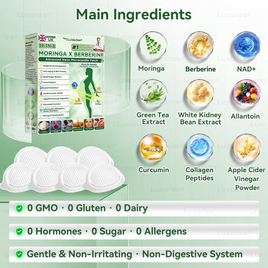 ✅👩‍🔬Once Daily, Visible Changes in 7 Days丨𝑳𝒖𝒙𝒂𝒓𝒊𝒔𝒆® 𝑴𝒐𝒓𝒊𝒏𝒈𝒂 & 𝑩𝒆𝒓𝒃𝒆𝒓𝒊𝒏𝒆 10-𝑰𝑵-1 𝑨𝒅𝒗𝒂𝒏𝒄𝒆𝒅 𝑵𝒂𝒏𝒐 𝑴𝒊𝒄𝒓𝒐𝒏𝒆𝒆𝒅𝒍𝒆 𝑷𝒂𝒕𝒄𝒉 𝐎𝐛𝐞𝐬𝐢𝐭𝐲, 𝐃𝐢𝐚𝐛𝐞𝐭𝐞𝐬, 𝐒𝐥𝐞𝐞𝐩 𝐀𝐩𝐧𝐞𝐚, 𝐀𝐧𝐝 𝐉𝐨𝐢𝐧𝐭 𝐈𝐬𝐬𝐮𝐞𝐬